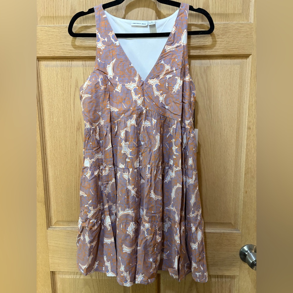 Floral Sleeveless Dress - Purple and White